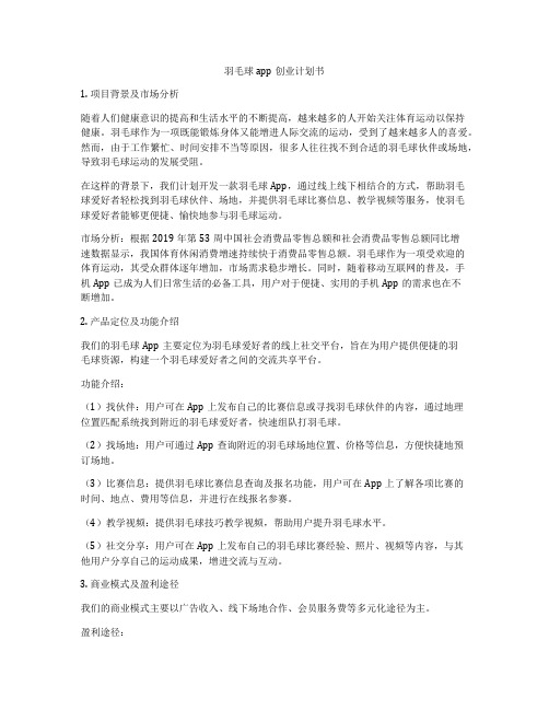 羽毛球app创业计划书