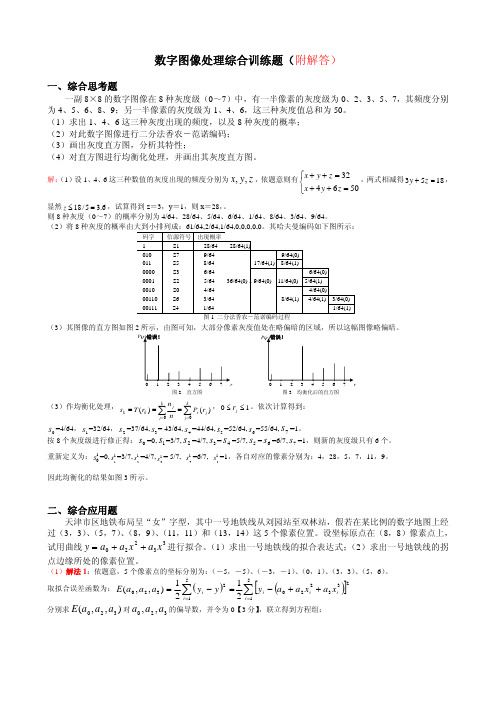 数字图像处理综合训练题及其解答