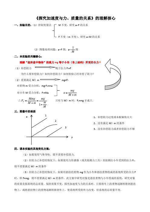 21、实验《探究加速度与力、质量的关系》的理解核心知识要点