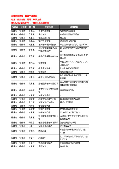 新版福建省福州市玻璃企业公司商家户名录单联系方式地址大全591家