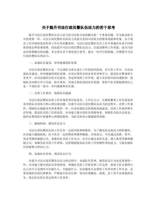 关于提升司法行政民警队伍活力的若干思考