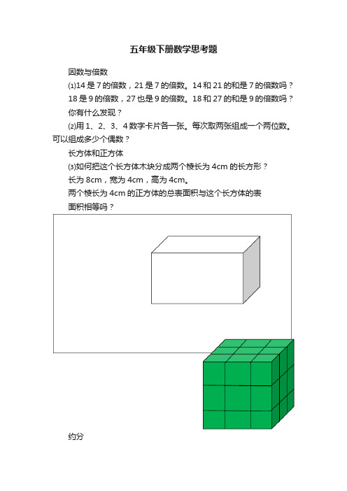 五年级下册数学思考题