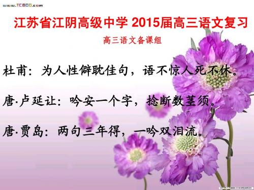 【名校资源】江苏省江阴高级中学2015届高三语文复习课件：鉴赏诗歌的语言