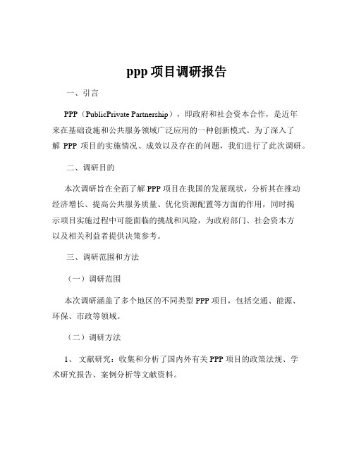 ppp项目调研报告