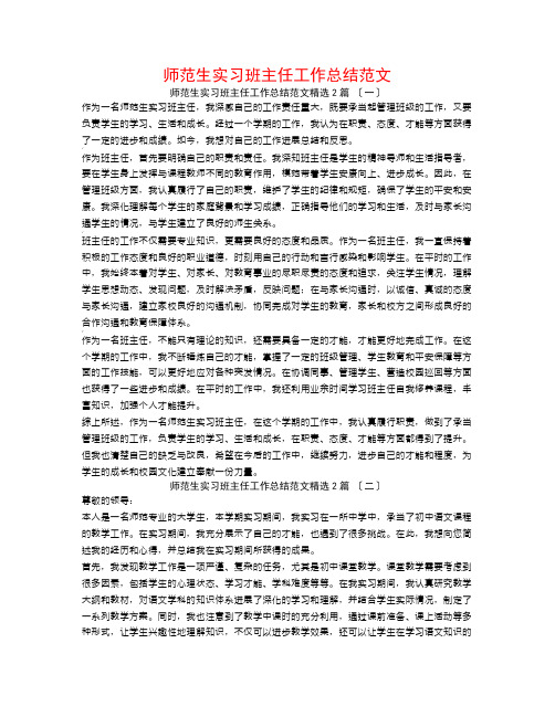 师范生实习班主任工作总结范文2篇