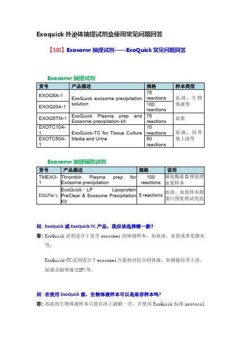 Exoquick外泌体抽提试剂盒使用常见问题回答