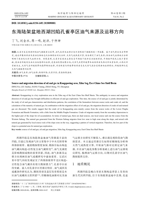 东海陆架盆地西湖凹陷孔雀亭区油气来源及运移方向