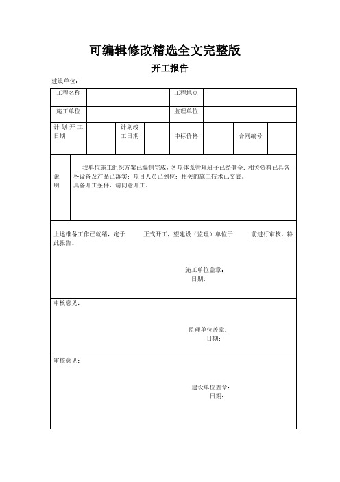 开工报告模板精选全文