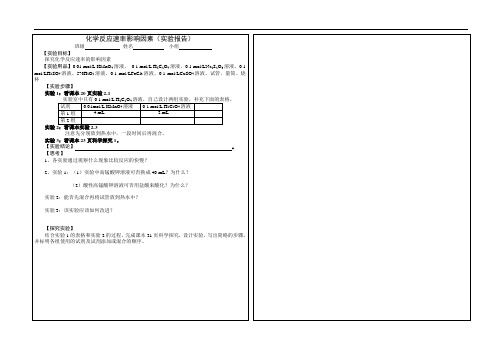 化学反应速率影响因素实验报告