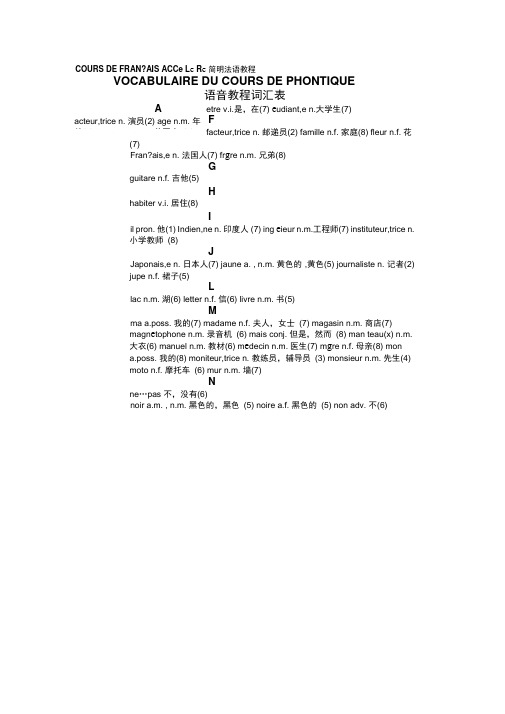 简明法语教程语音教程词汇