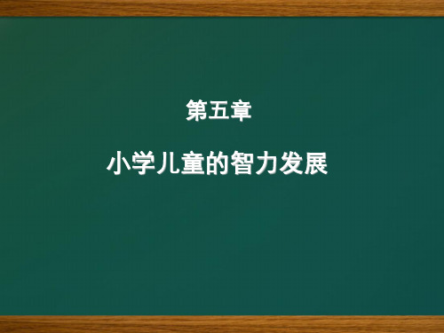 第五章：小学儿童的智力发展