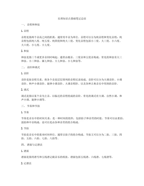 乐理知识点基础笔记总结