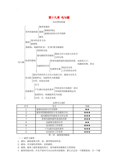 2018届中考物理基础知识手册第十九章电与磁