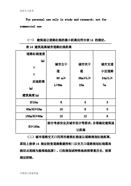 建筑退让道路红线距离规定[1]