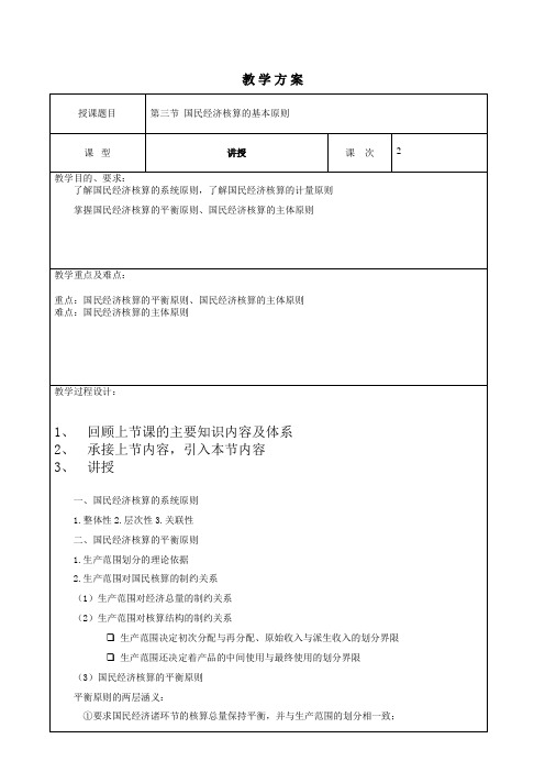 国民经济统计学教学方案2