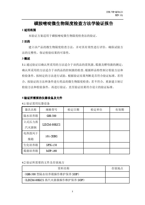 磺胺嘧啶方法学验证报告