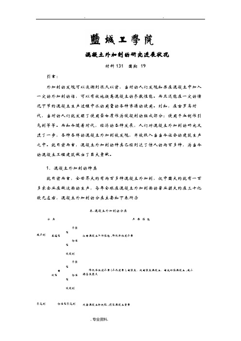 混凝土外加剂研究报告进展论文