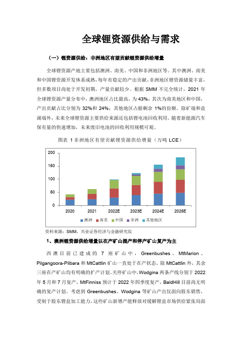 全球锂资源供给与需求