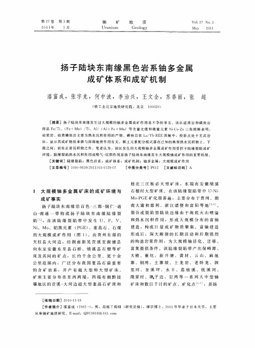 扬子陆块东南缘黑色岩系铀多金属成矿体系和成矿机制