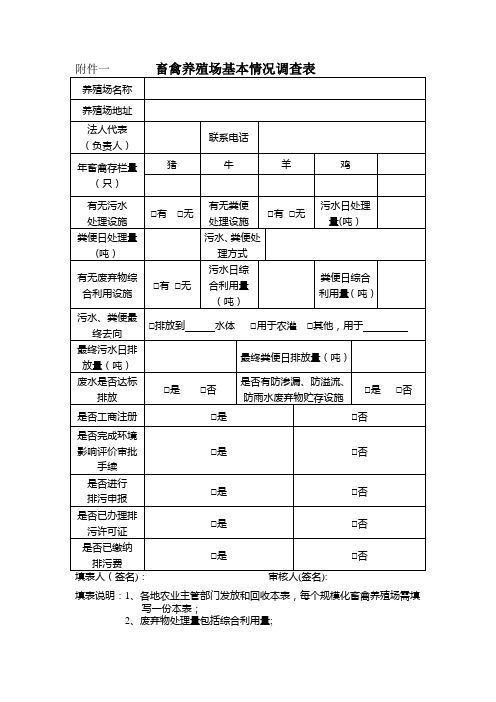 畜禽养殖场基本情况调查表-范本模板