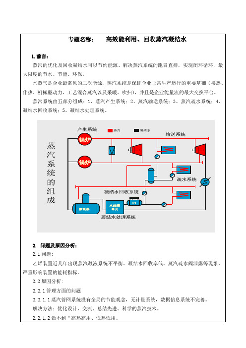 高效能利用、回收蒸汽凝结水