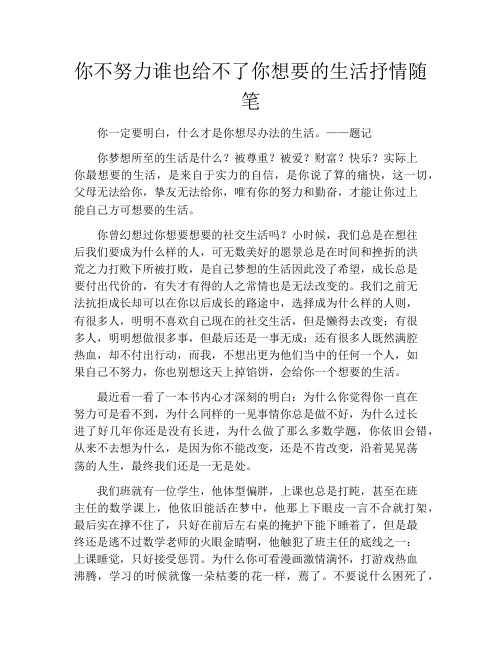 你不努力谁也给不了你想要的生活抒情随笔1700字