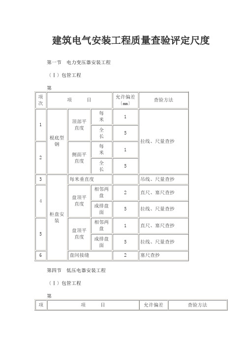 建筑电气安装工程质量检验评定标准知识