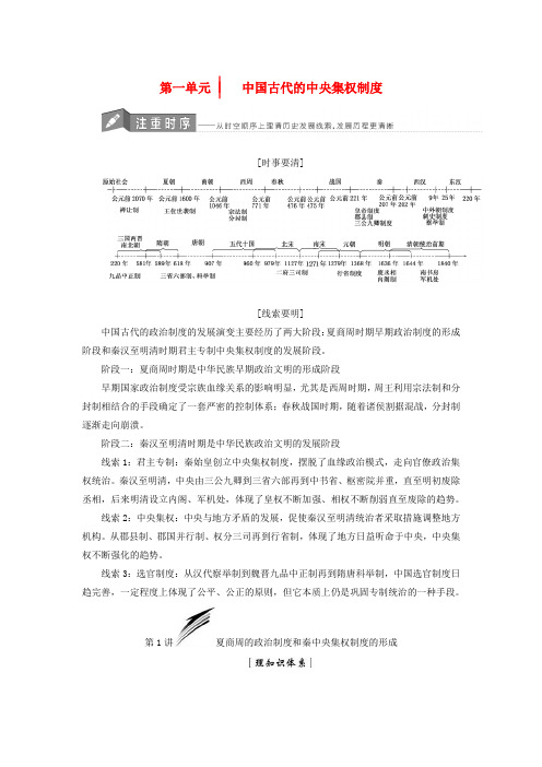 2018届高考历史一轮复习第一单元中国古代的中央集权制度分点突破岳麓版