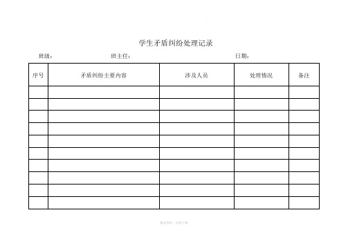 学生矛盾纠纷排查调解记录