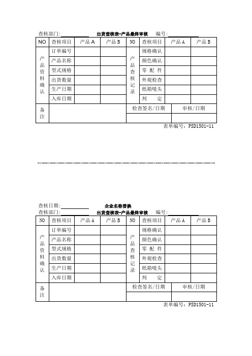 出货查核表