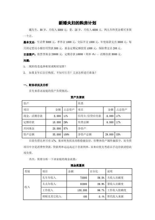 个人理财规划之买房规划案例