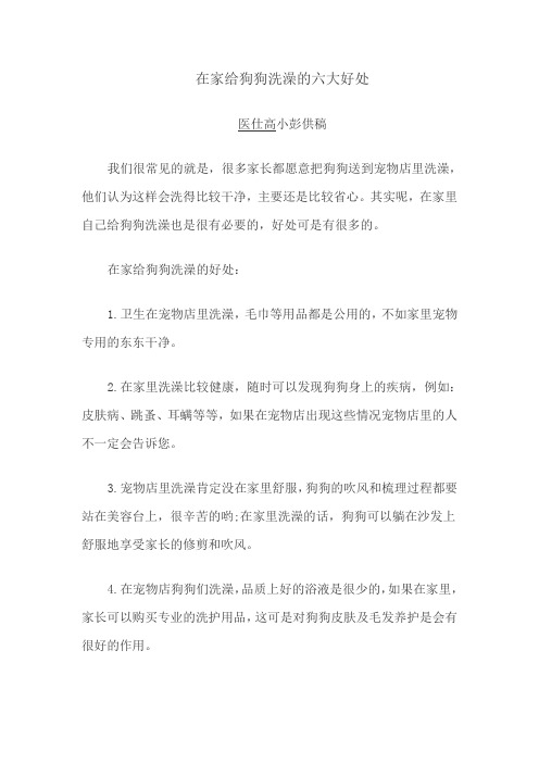 在家给狗狗洗澡的六大好处