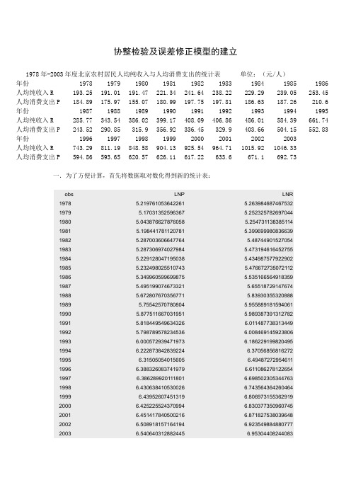 协整检验及误差修正模型的建立