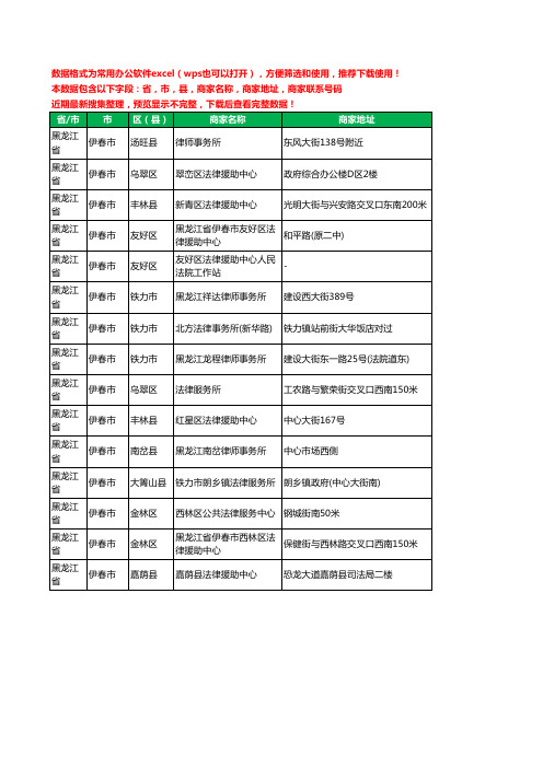 2020新版黑龙江省伊春市律师工商企业公司商家名录名单黄页联系电话号码地址大全15家