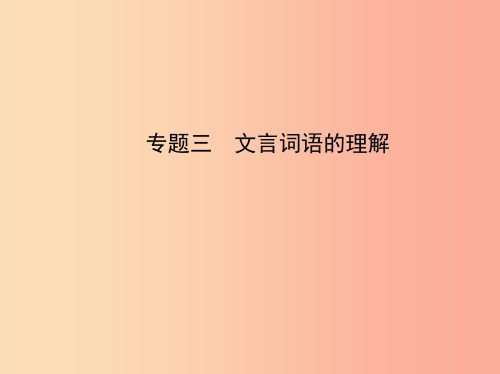 浙江专版2019年中考语文总复习第一部分语文知识积累专题三文言词语的理解试题部分课件PPT