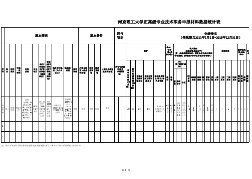 20正高级专业技术职务申报材料数据统计表