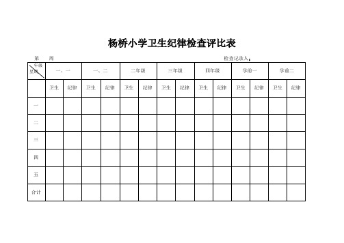 卫生纪律检查评比表