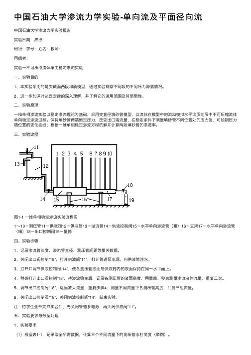 中国石油大学渗流力学实验-单向流及平面径向流