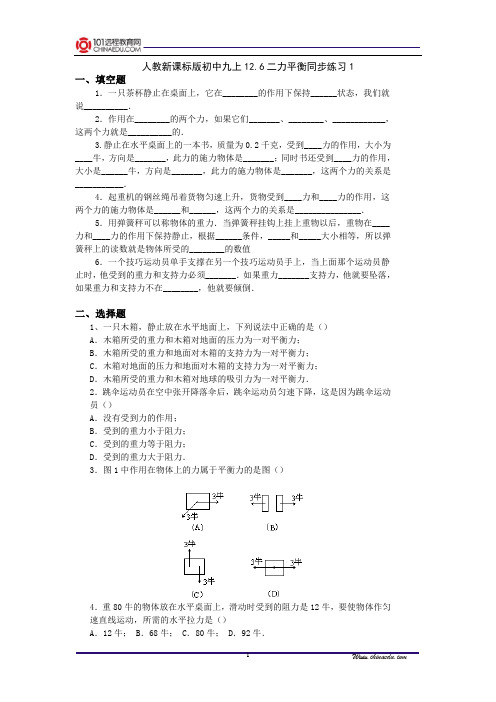 人教新课标版初中九上12.6二力平衡同步练习1