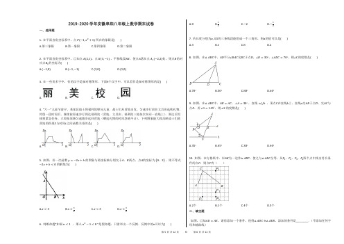 2019-2020学年安徽阜阳八年级上数学期末试卷