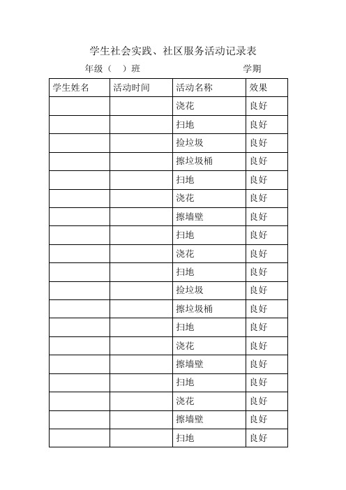 学生社会实践、社区服务活动记录表