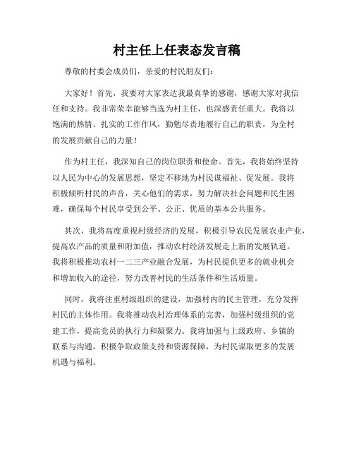 村主任上任表态发言稿