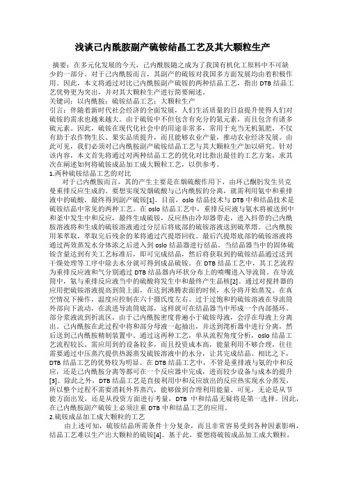 浅谈己内酰胺副产硫铵结晶工艺及其大颗粒生产