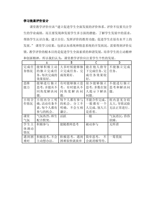 学习效果评价设计