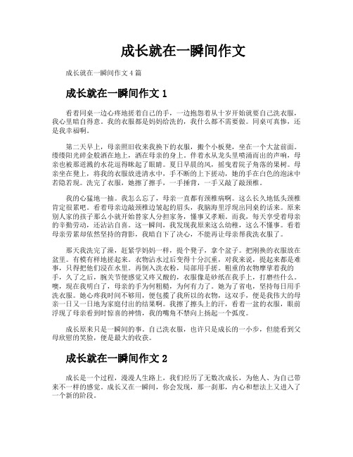 成长就在一瞬间作文