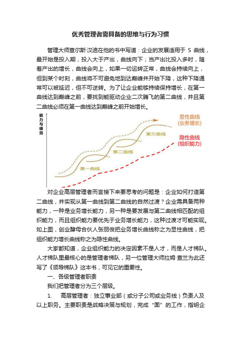 优秀管理者需具备的思维与行为习惯