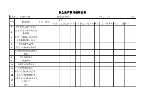 安全生产费用使用台账