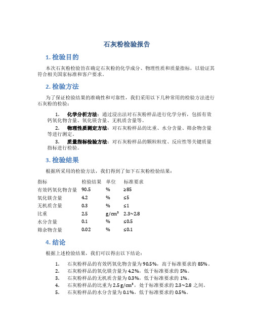 石灰粉检验报告