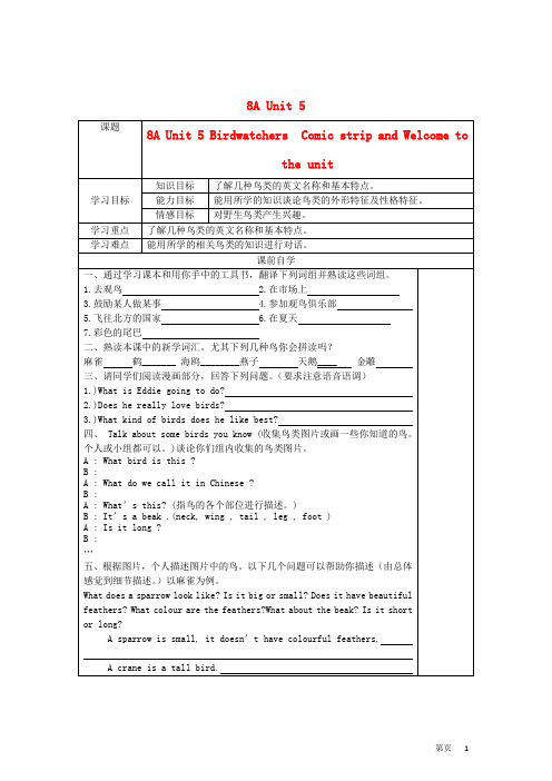 八年级英语上册  Unit5精品教学案(Word版共10课时) 牛津译林版