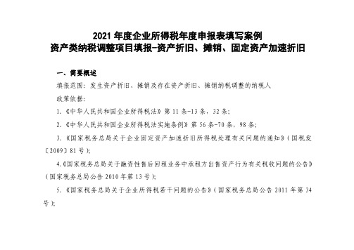 资产类纳税调整项目——资产折旧、摊销、固定资产加速折旧